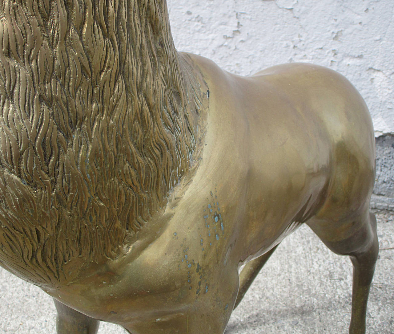 Mid-Century Modern Large Brass Bull Elk / Deer and Doe Sculpture
