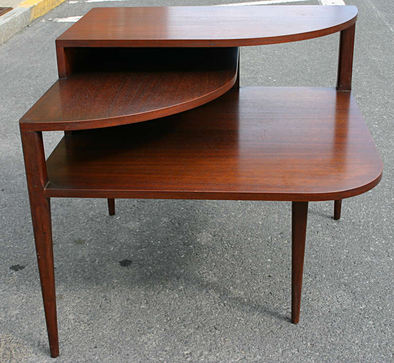 Walnut Three Tier Modernist Occasional Table by Gio Ponti for Singer 1