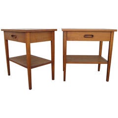 Pair of Walnut and Cane Side Tables