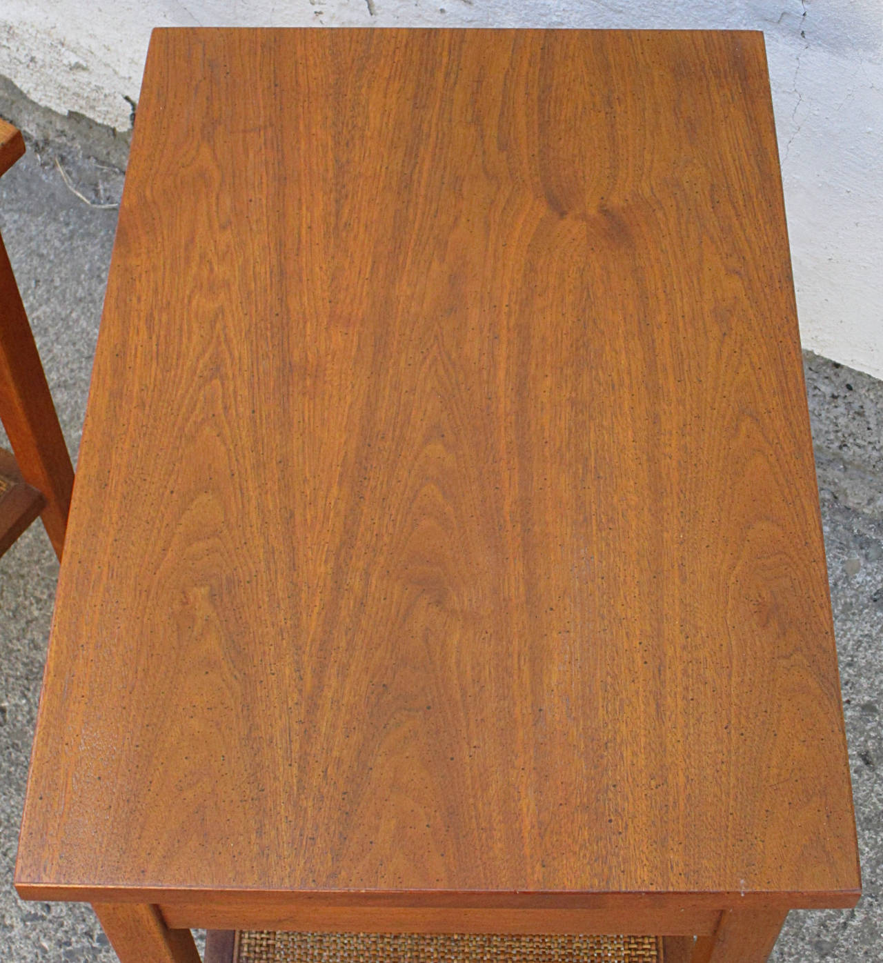 Pair of Walnut and Cane Side Tables 3