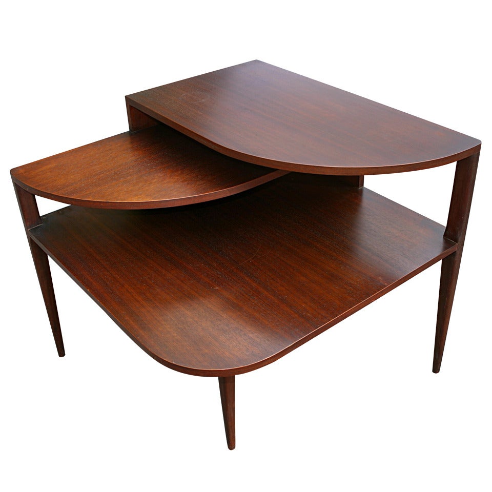 Walnut Three Tier Modernist Occasional Table by Gio Ponti for Singer