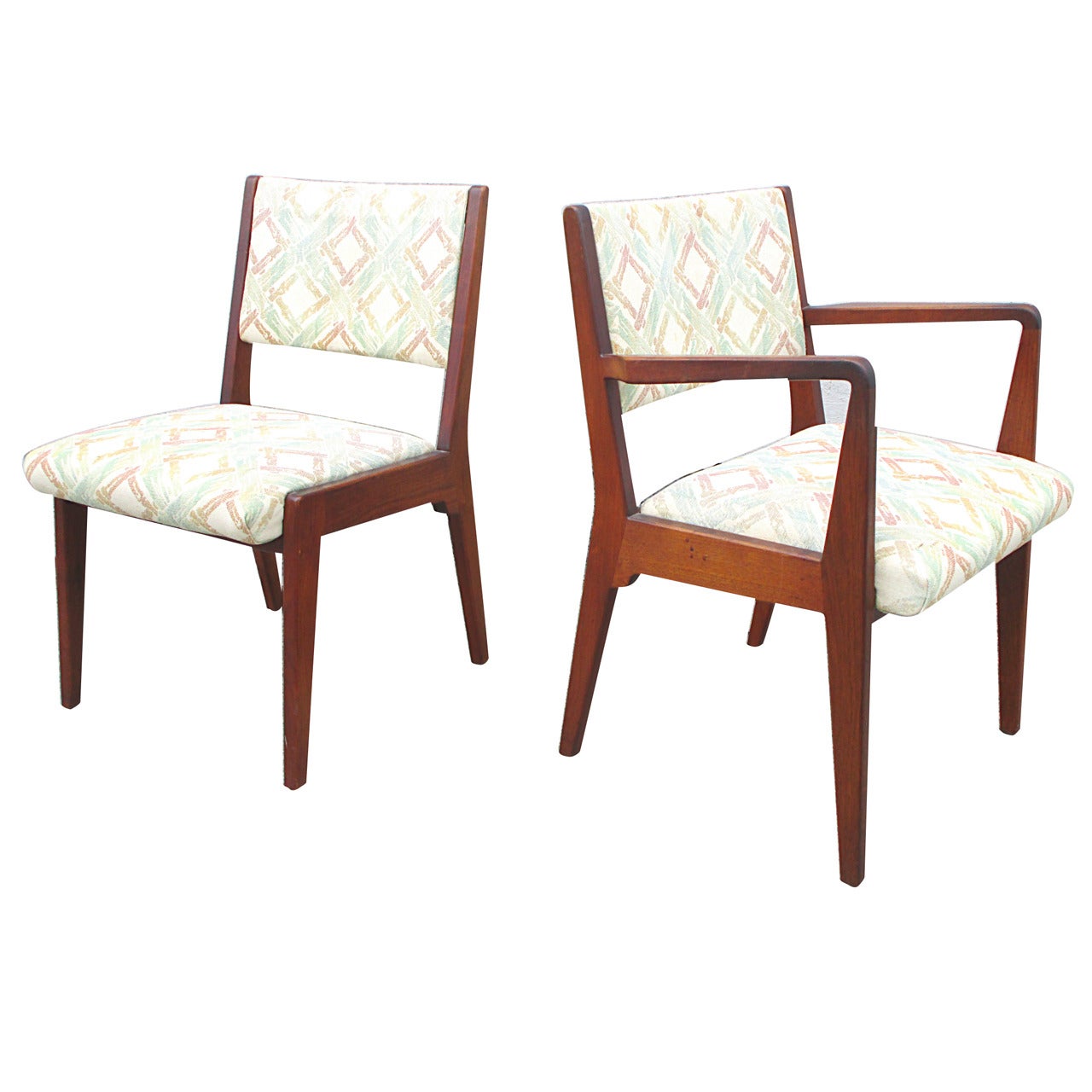 Jens Risom Walnut Dining Chairs, Set of Six For Sale