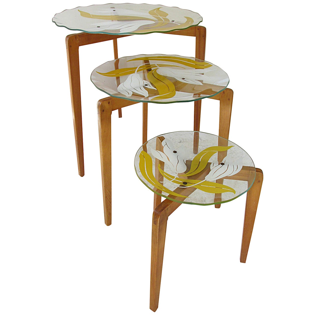 Glass Top Nesting Tables For Sale