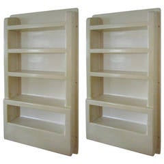 Pair of Wall-Mounted Molded Plastic Shelf Units