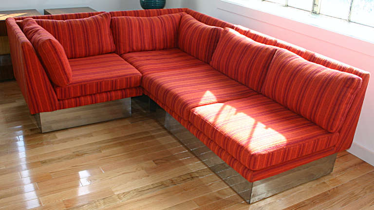Mid-Century Modern Three-Piece Sectional Sofa Milo Baughman for Thayer Coggin