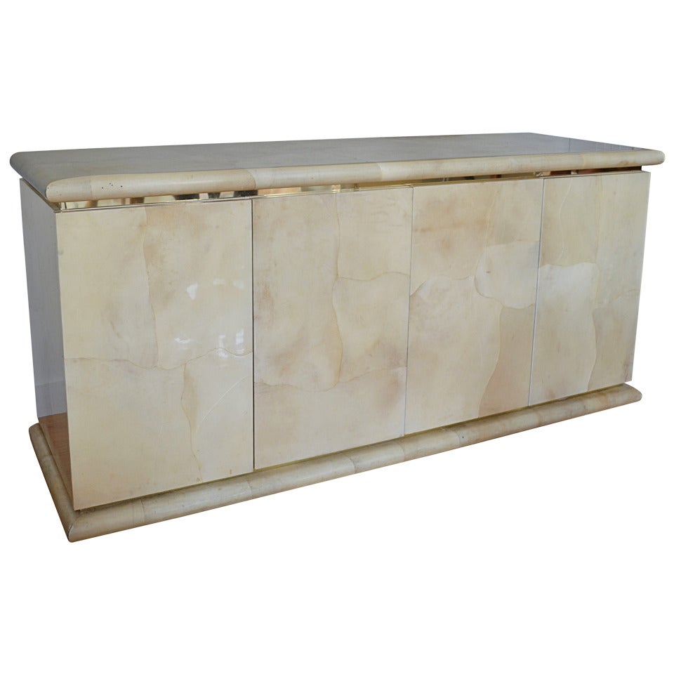 Parchment Credenza in the Manner of Karl Springer