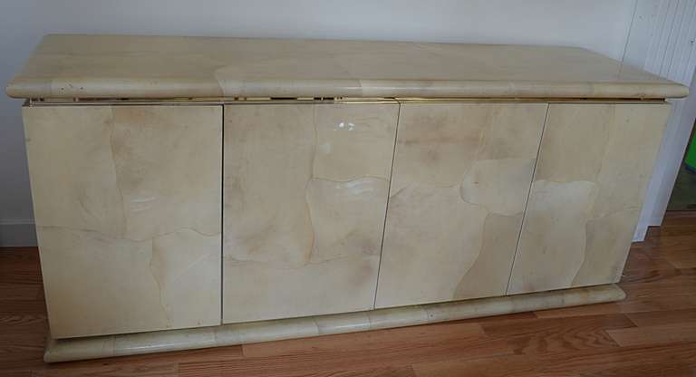 Parchment Credenza in the Manner of Karl Springer In Excellent Condition In Hudson, NY