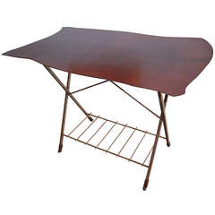 Biomorphic Leather Top and Steel Tall Table by Jim Zivic