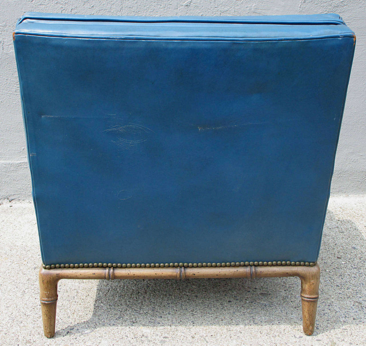 Mid-20th Century Blue Leather Club Chair by Erwin-Lambeth For Sale