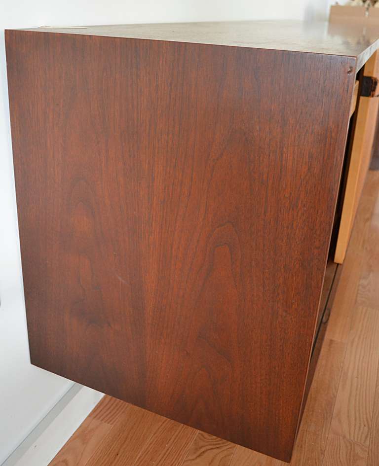Mid-Century Modern Florence Knoll Walnut and Cane Credenza