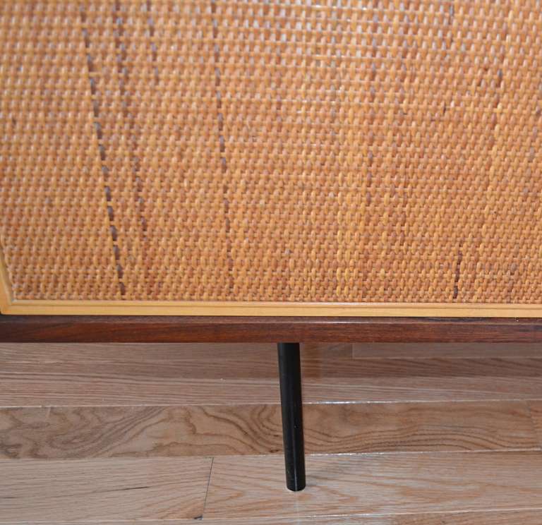 American Florence Knoll Walnut and Cane Credenza
