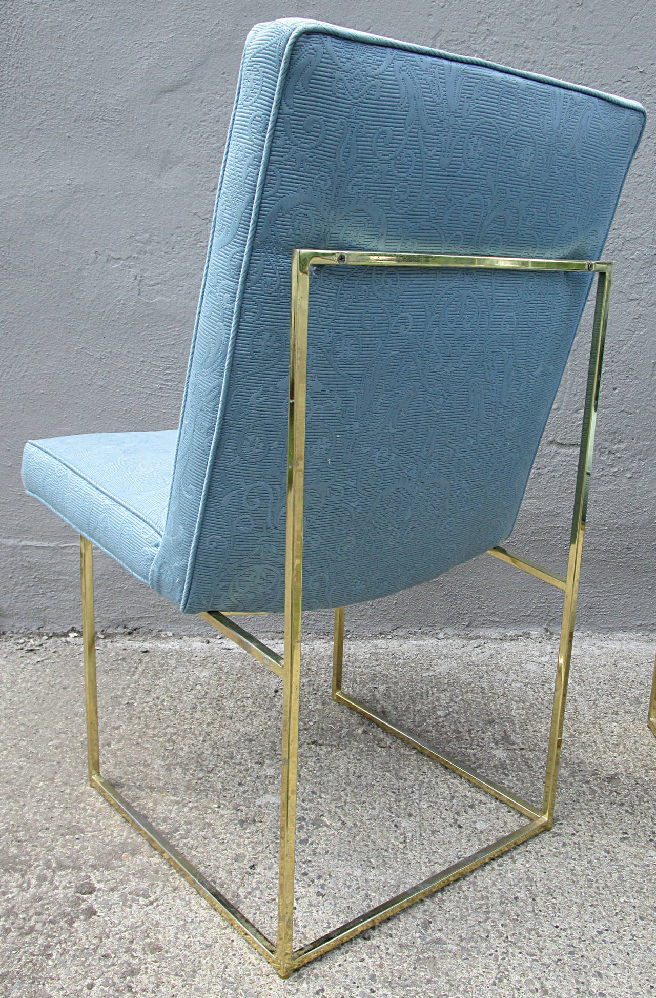 Mid-Century Modern Set of Eight Milo Baughman for Thayer Coggin Brass Square Frame Dining Chairs