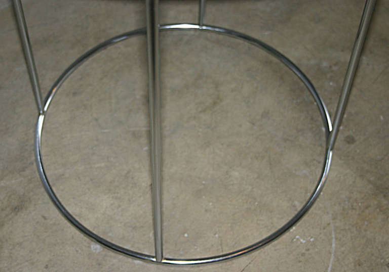 Unknown Round Marble Side Table on Chrome Base by Hugh Acton