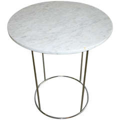 Round Marble Side Table on Chrome Base by Hugh Acton