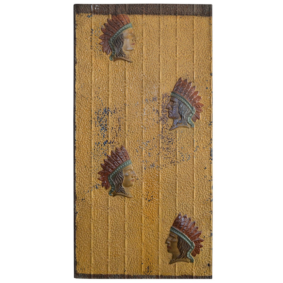Pressed Tin Panel  with Indian Chief Motif
