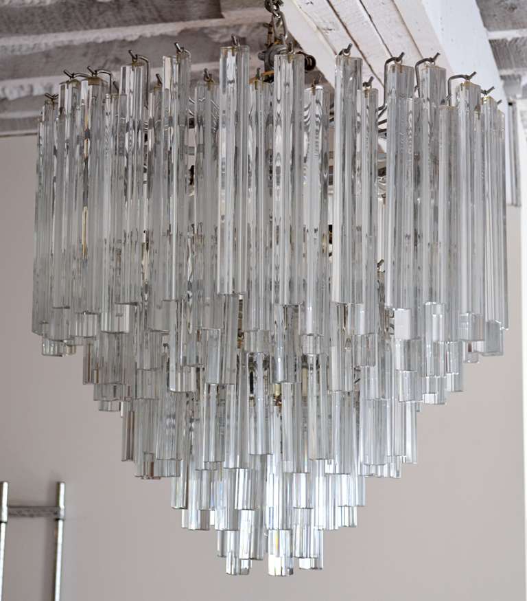 Mid Century Camer And Venini Five Tier Crystal Chandelier For A Beautiful Example Of Classic Consisting Five Double Tiers Venini Triedri Crystal Prisms