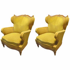 Pair of Maison Jansen Attributed Wing Lounge Chairs