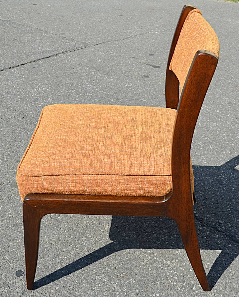 Nice set of four chairs. Mahogany frames with new upholstery.