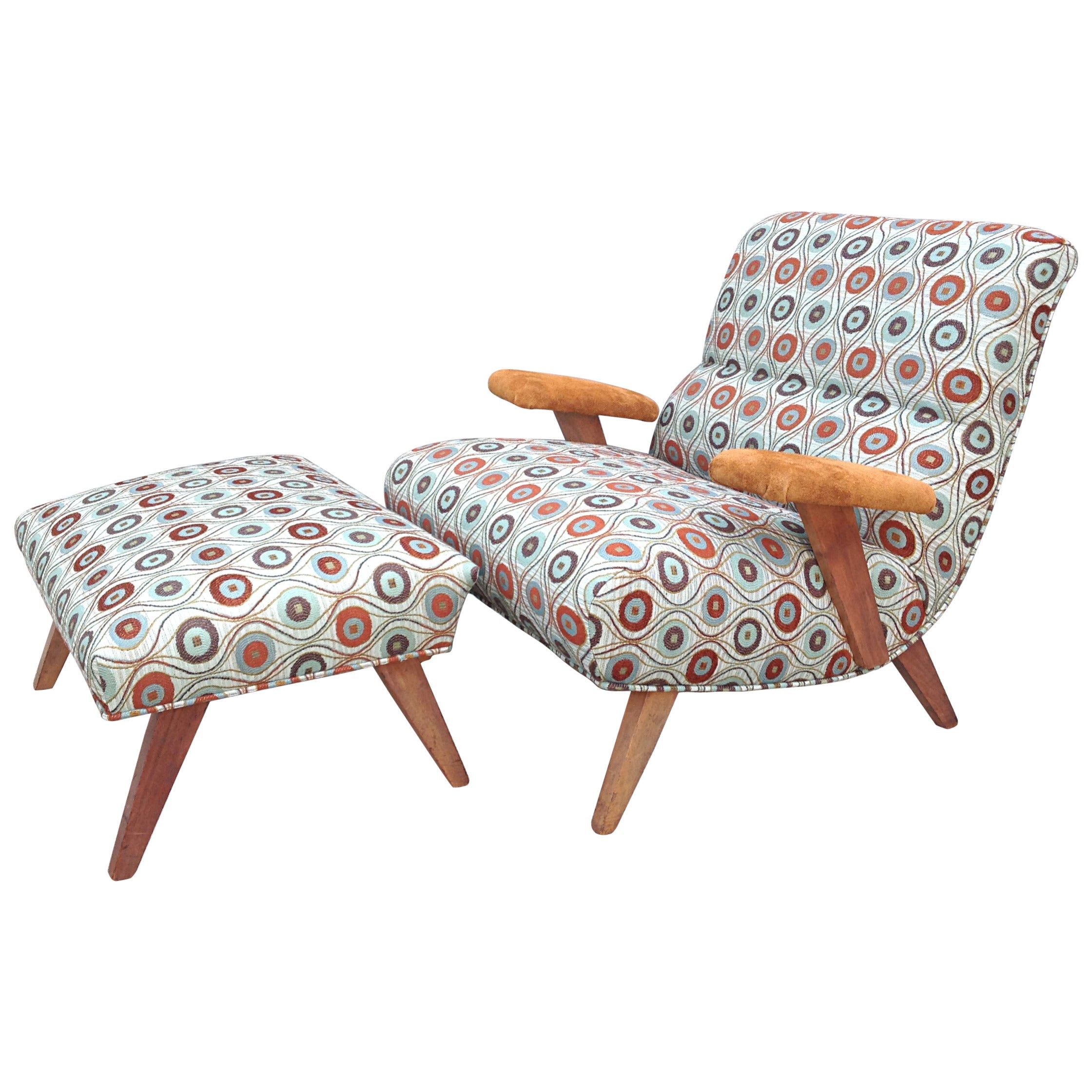 1940s Scoop Lounge Chair and Ottoman For Sale