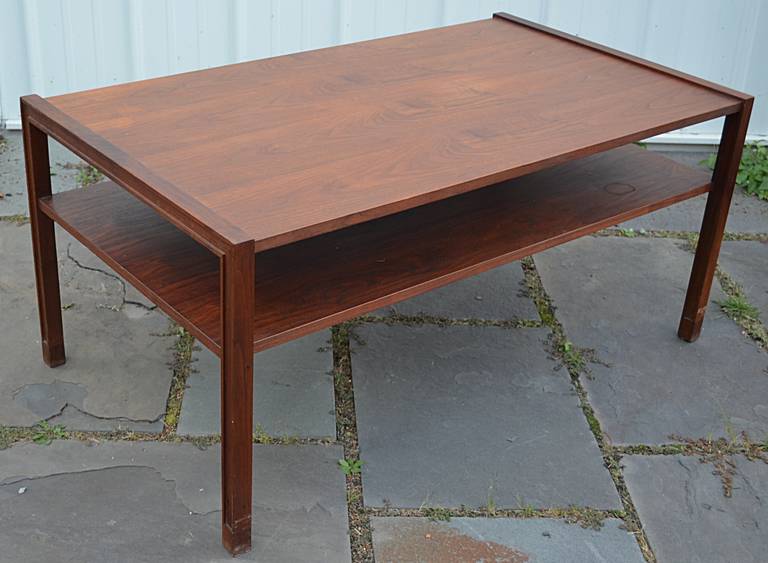 Mid-20th Century Walnut Two-Tier Cocktail Table by Edward Wormley for Dunbar