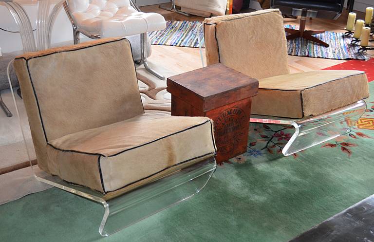 Pair of Lucite Low Lounge Chairs For Sale 2