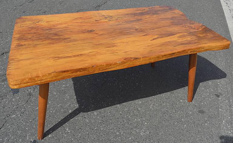Spalted Maple Natural Edge Cocktail Table by Roy Sheldon In Excellent Condition In Hudson, NY