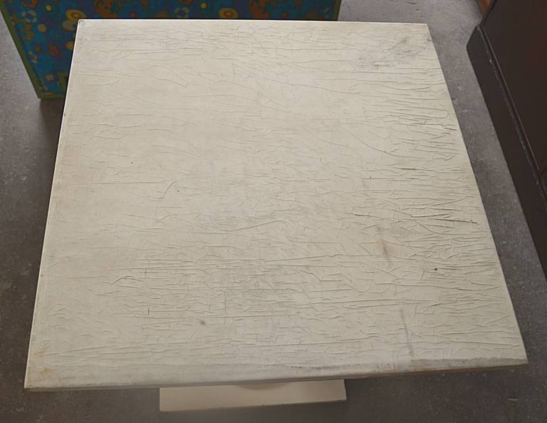 Parchment Paper Pair of Parchment Top Pedestal Side Tables