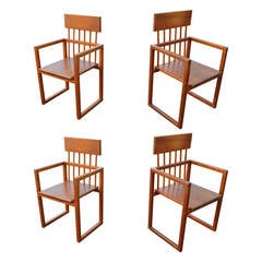 Vintage Set of Four Studio Craft Modernist Chairs by James Fasso