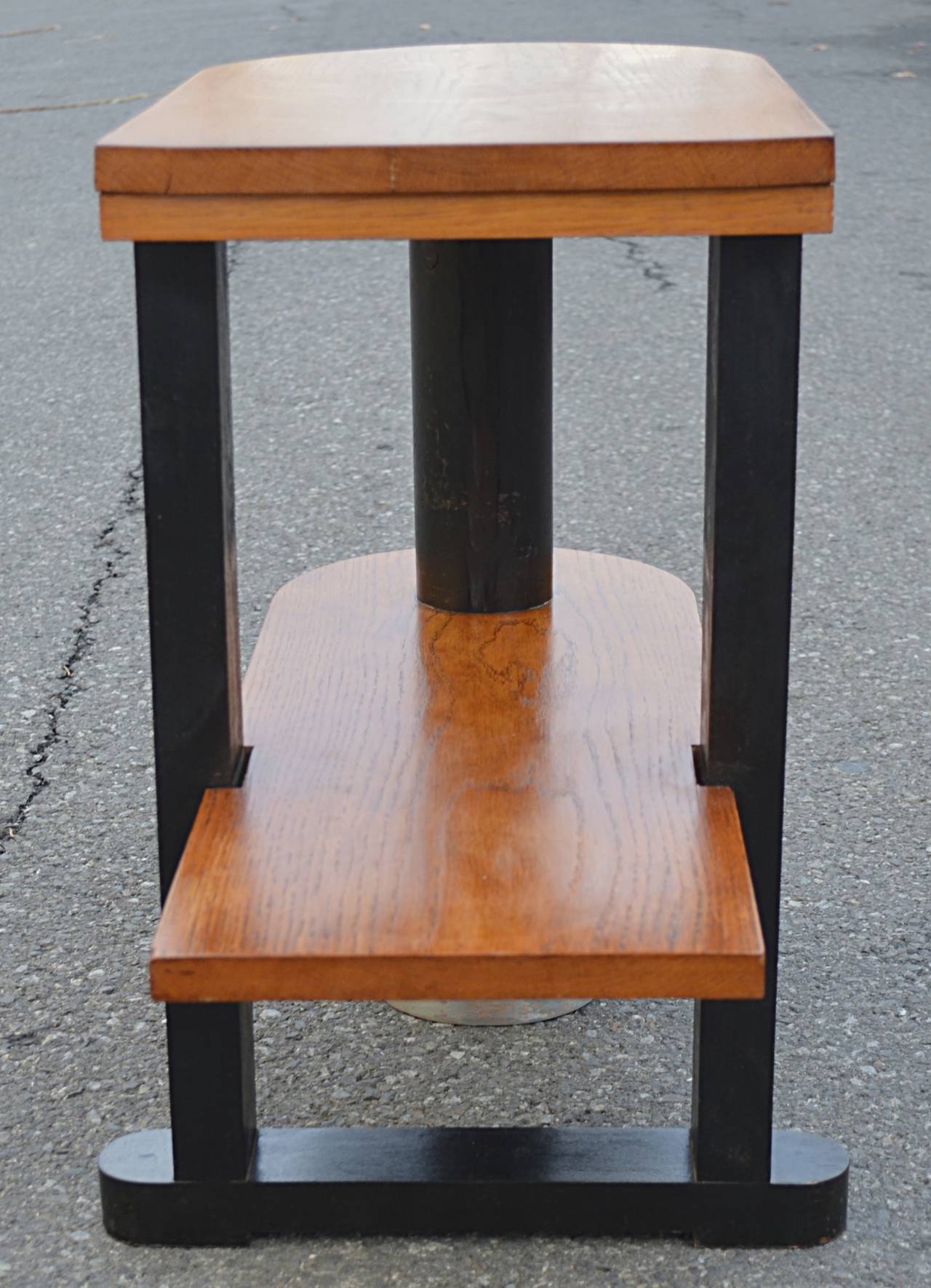 Oak Unusual Deco Streamlined Side Table