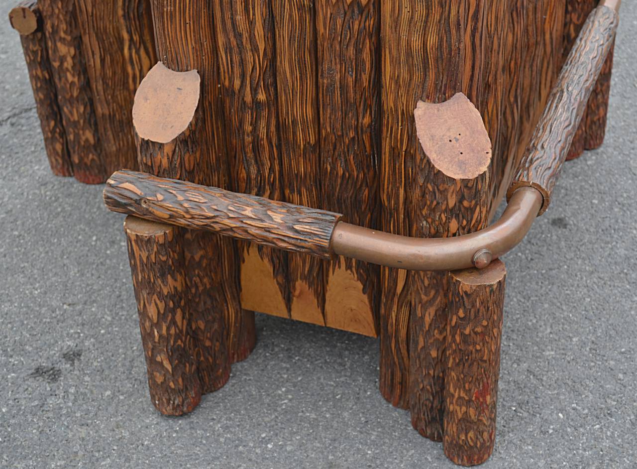 Fantasy Carved Wooden Corner Bar with Copper Details