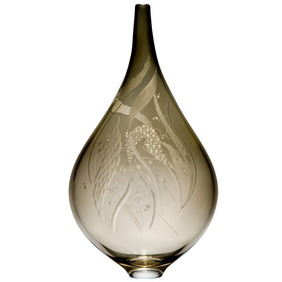 Mariniere Vase, a unique bronze engraved glass sculpture by Heather Gillespie