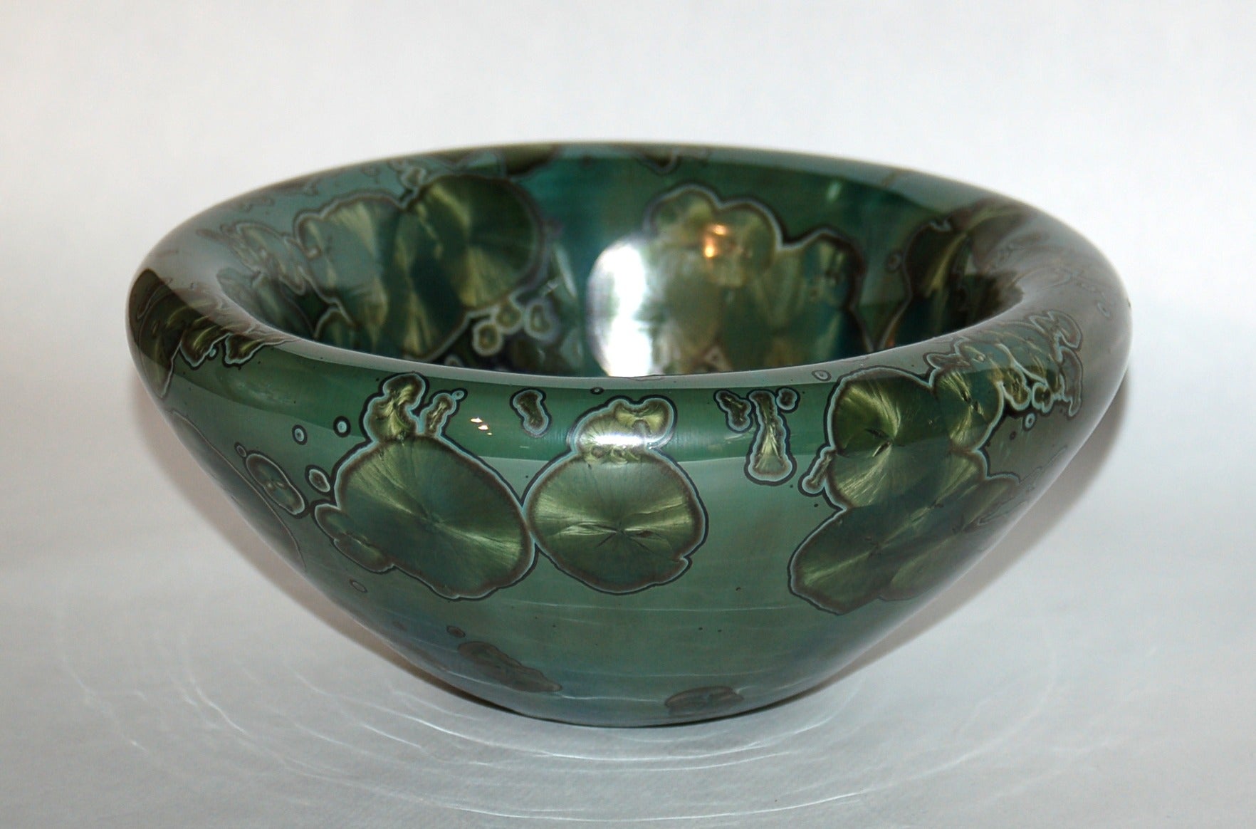 Jörg Baumöller Emerald Green Crystal, Glazed Porcelain, Double Wall Bowl For Sale