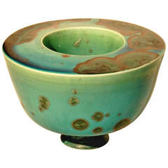 Turquoise Crystal Glazed Porcelain - Double Walled Bowl