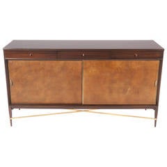 Paul McCobb Mahogany and Leather Cabinet