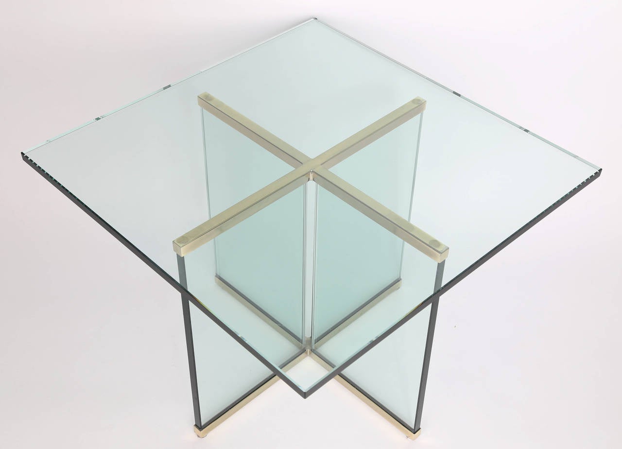 1970s Leon Rosen for Pace Collection Brass and Glass End Table In Good Condition In Brooklyn, NY