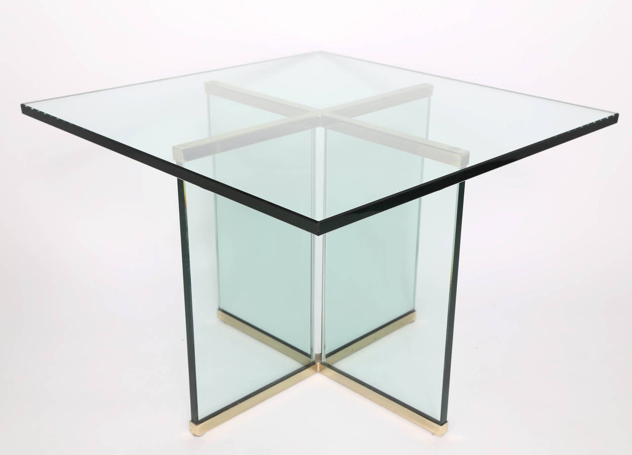 Late 20th Century 1970s Leon Rosen for Pace Collection Brass and Glass End Table