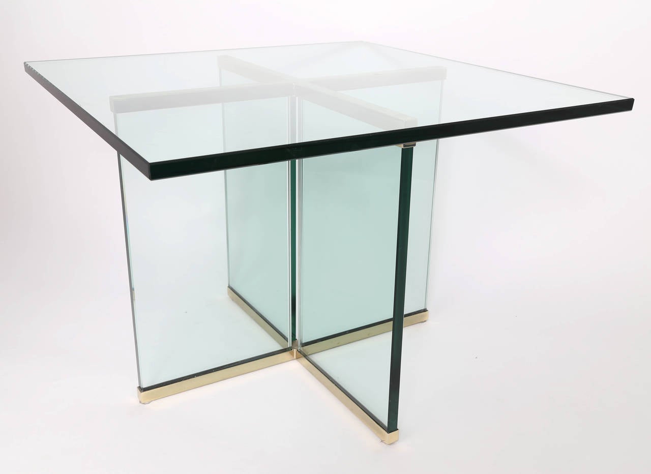 1970s Leon Rosen for Pace Collection Brass and Glass End Table 1