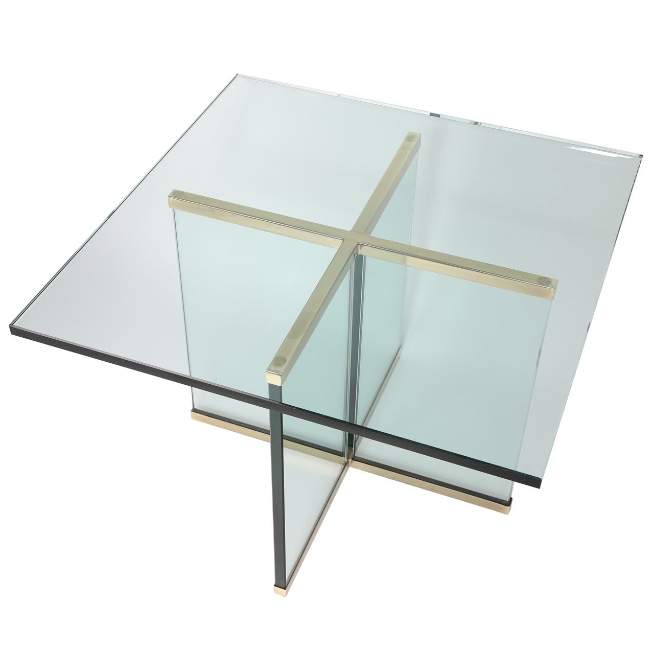 1970s Leon Rosen for Pace Collection Brass and Glass End Table