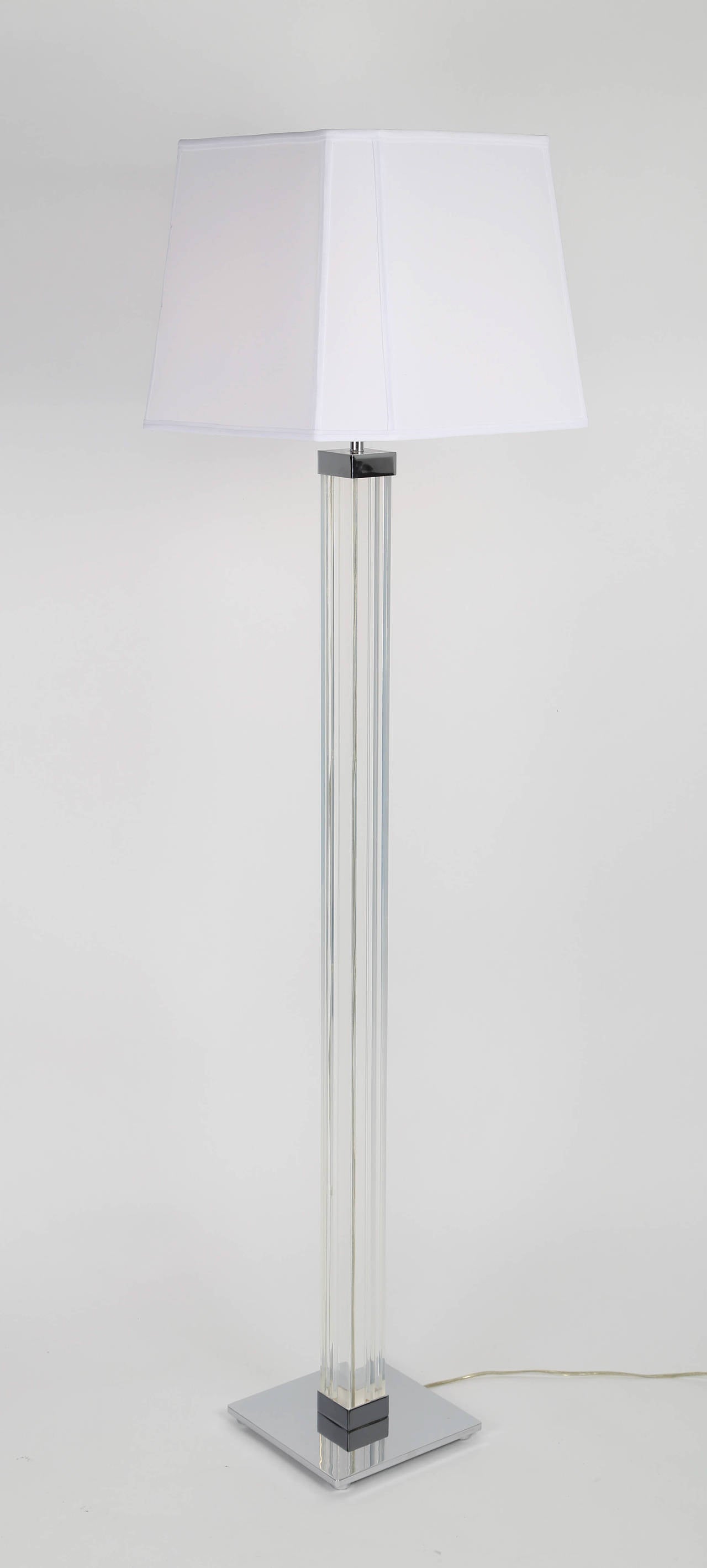 American Karl Springer Lucite and Nickel Floor Lamp