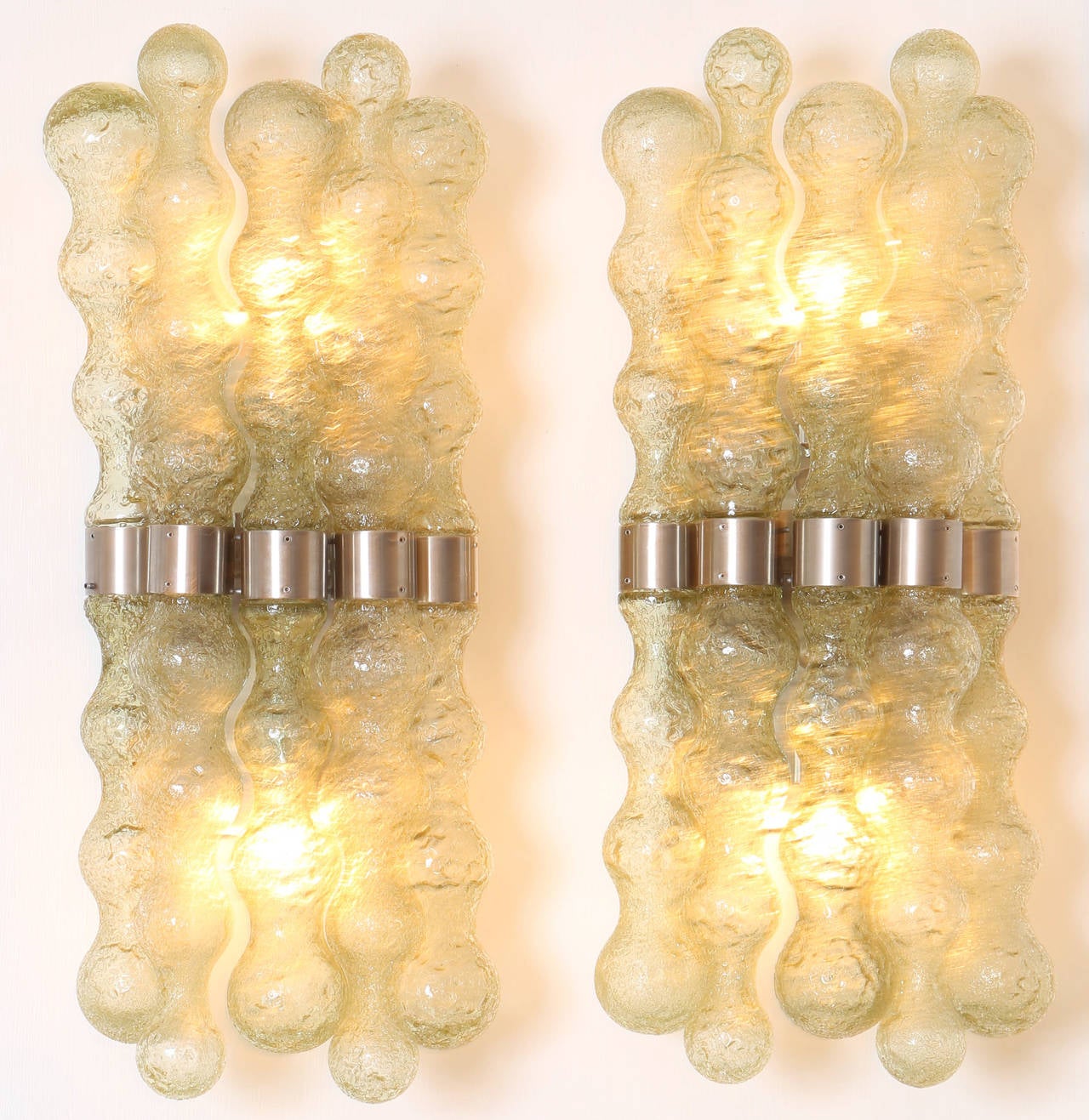 Italian Pair of Murano Green-Glass Sconces