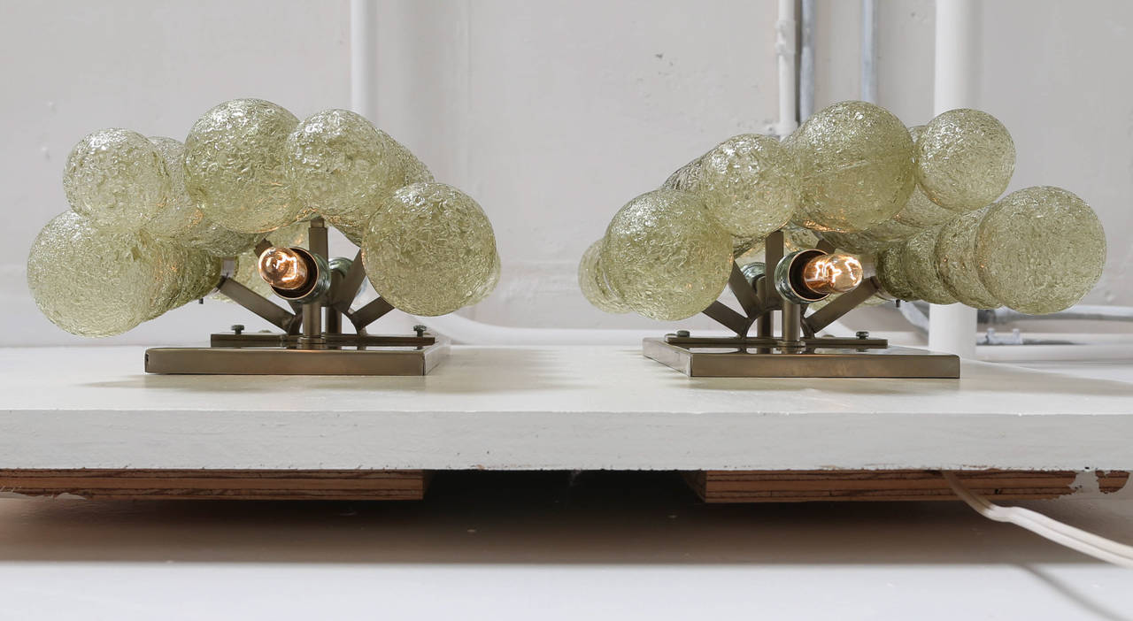 Late 20th Century Pair of Murano Green-Glass Sconces