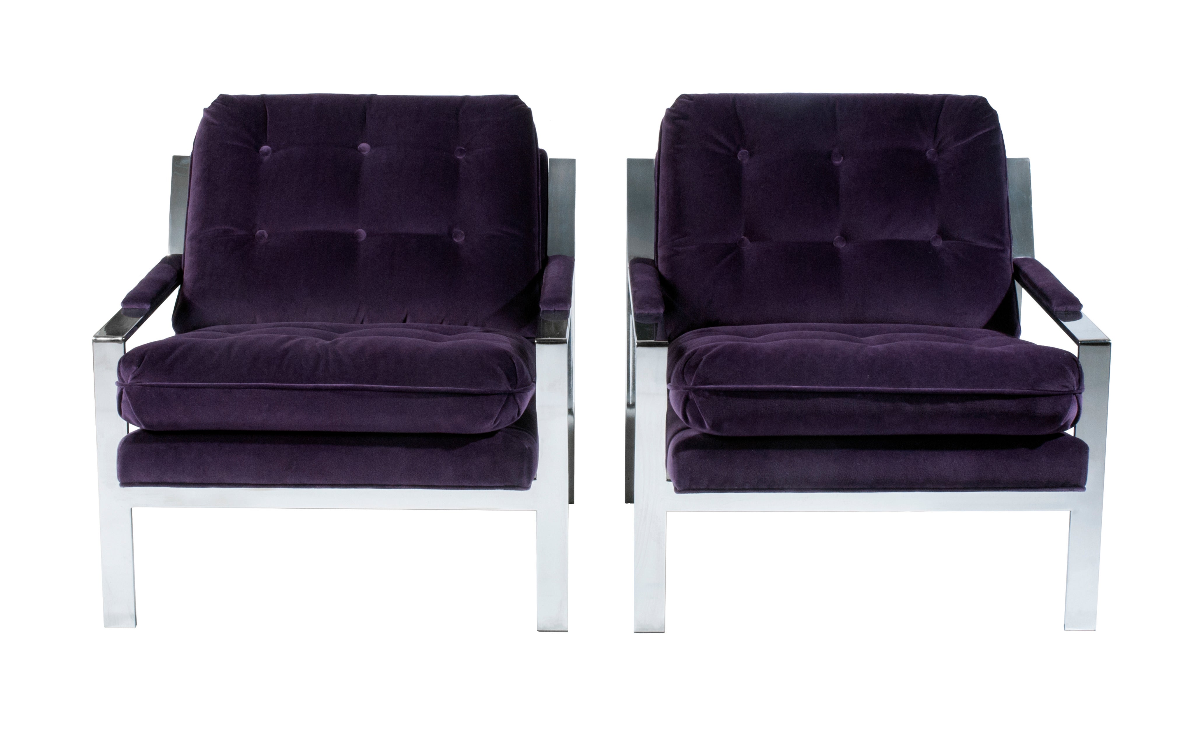 Pair of Milo Baughman-Style Lounge Chairs by Cy Mann
