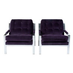 Pair of Milo Baughman-Style Lounge Chairs by Cy Mann