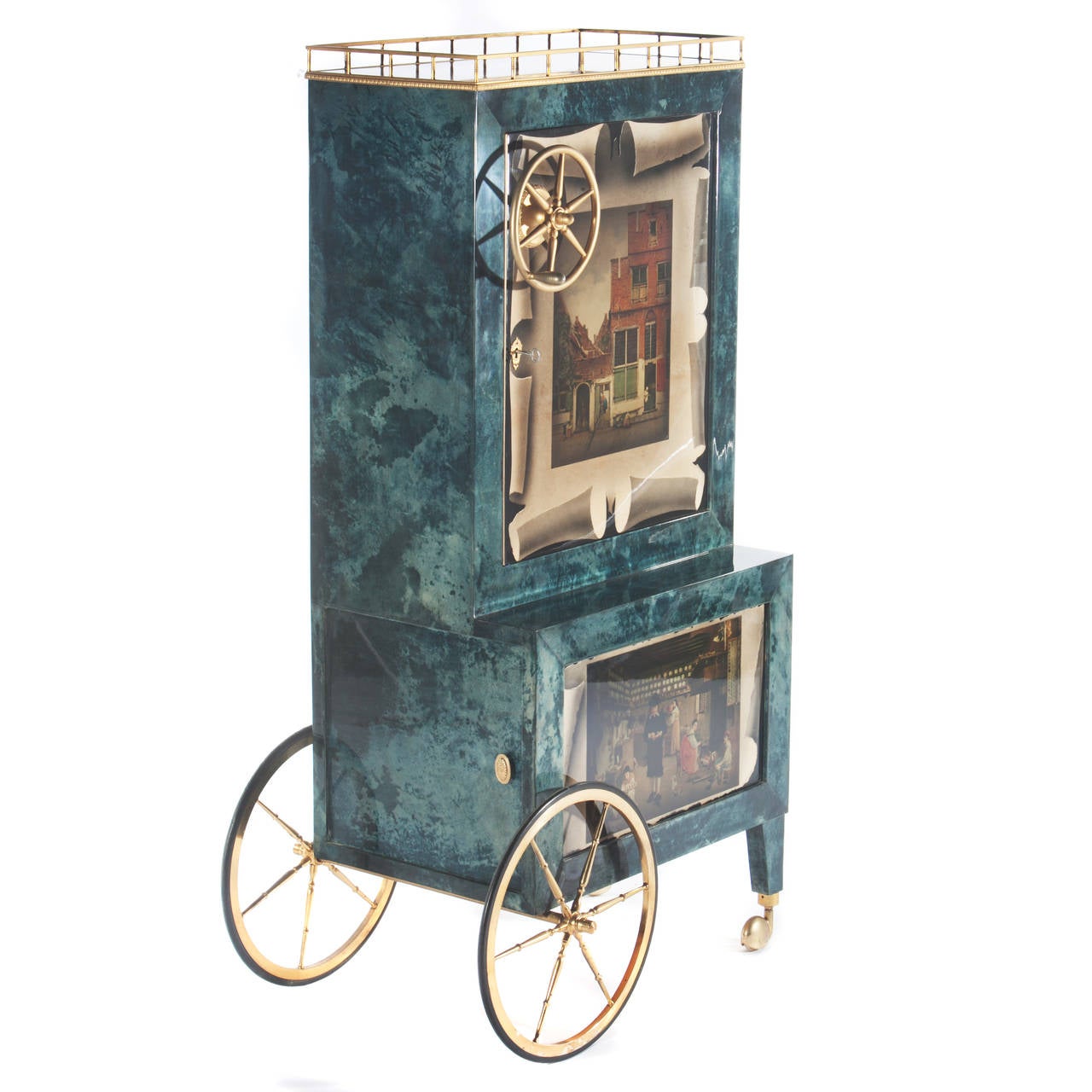 Goatskin Bar Cart by Aldo Tura 1