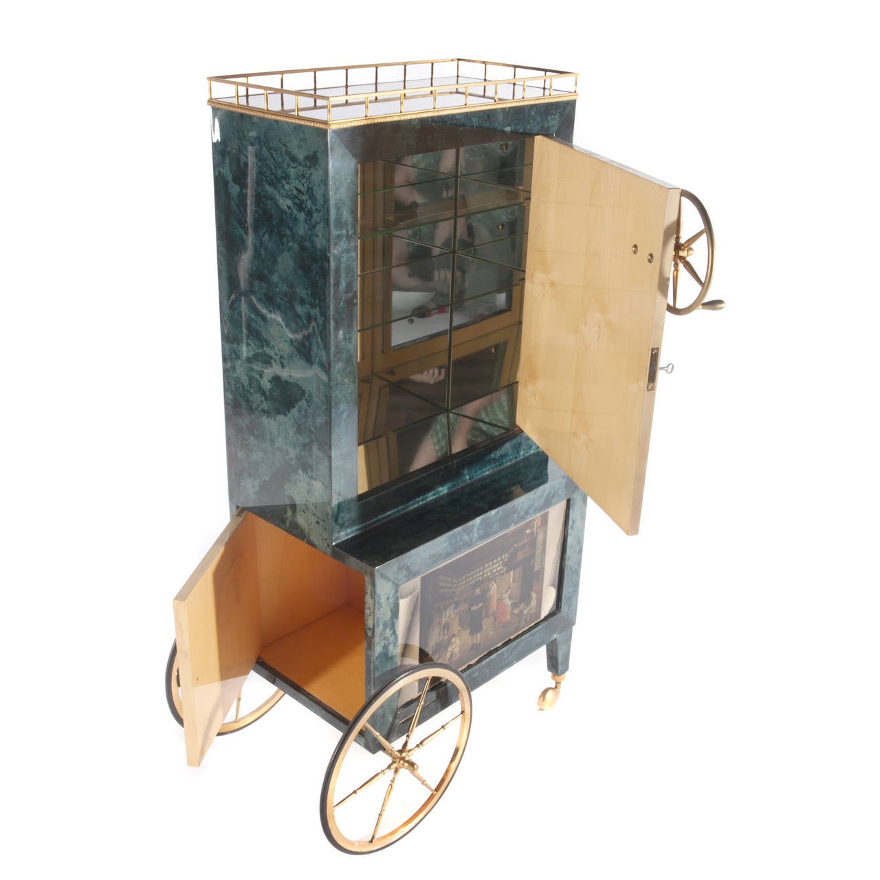 Mid-20th Century Goatskin Bar Cart by Aldo Tura