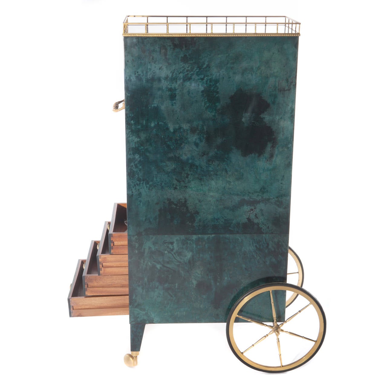Lacquered Goatskin Bar Cart by Aldo Tura