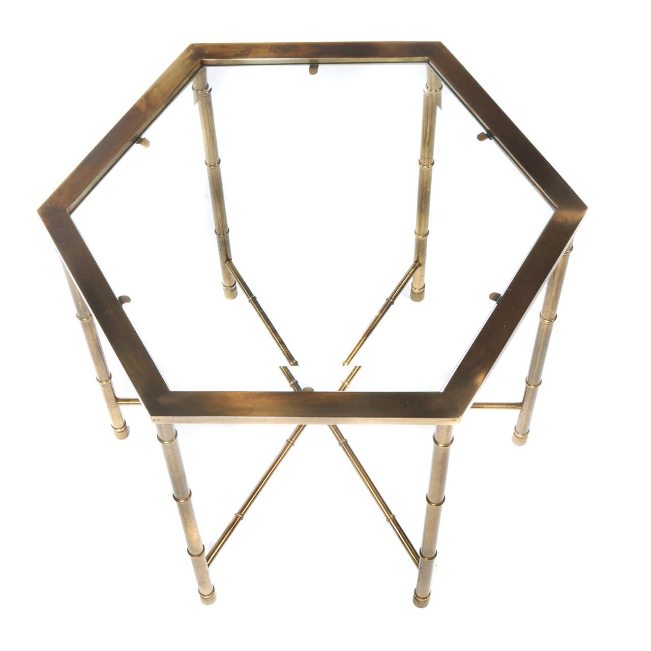 Pair of Burnished-Brass Hexagonal Tables by Mastercraft, circa 1970s 1