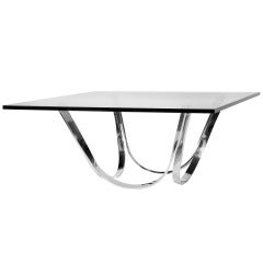 Roger Sprunger-Style Chrome and Glass Coffee Table by Tri-Mark