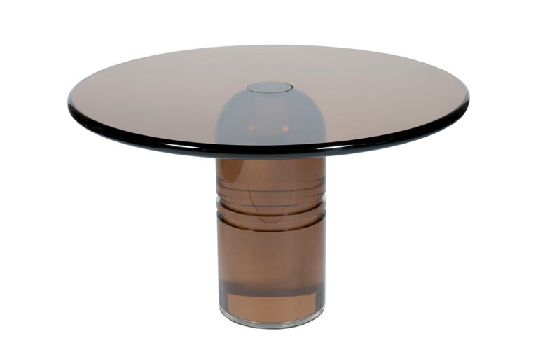 Rare 1970s Smoked Lucite Le Dome Dining Table by Charles Hollis Jones For Sale