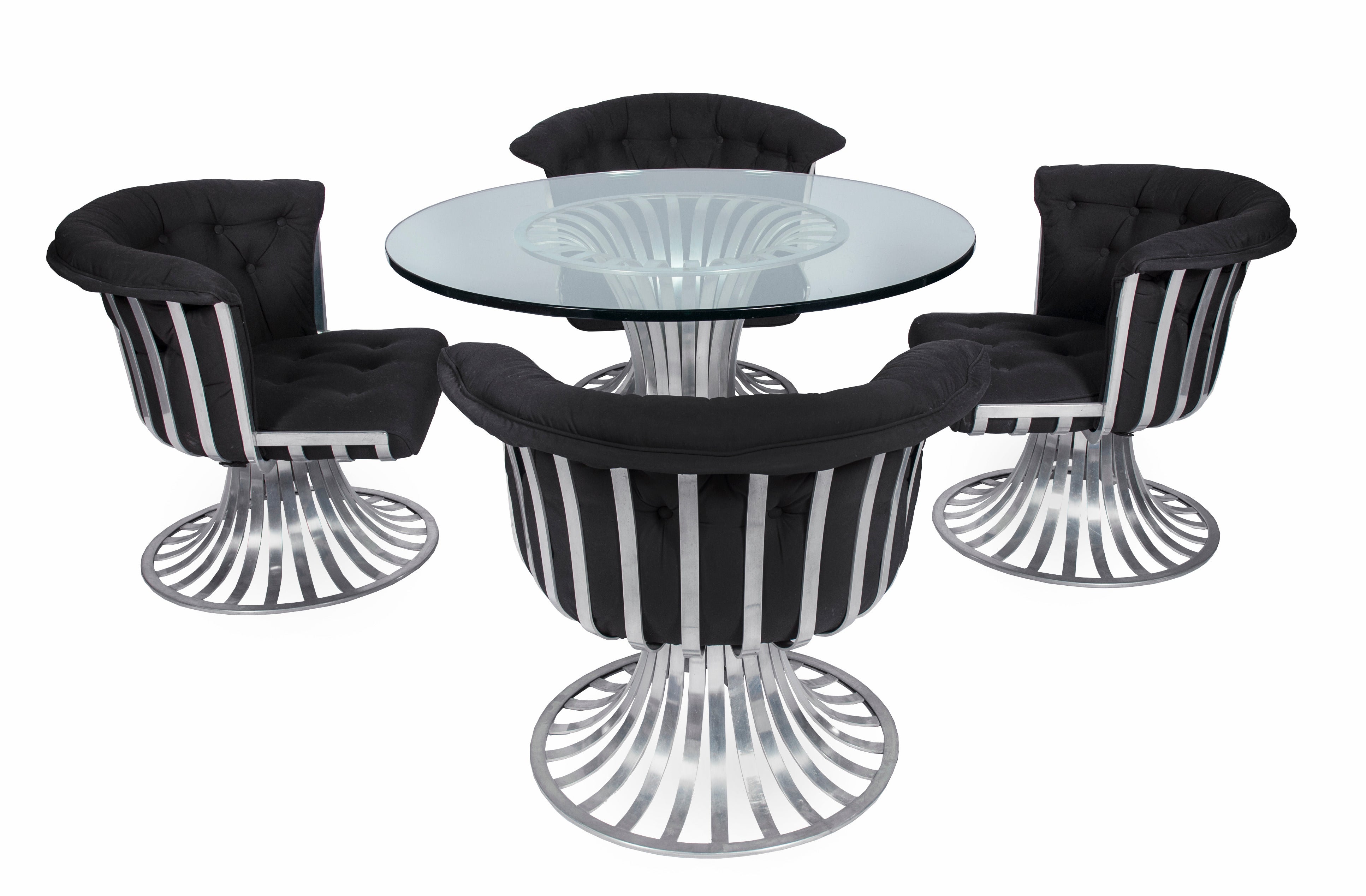 Russell Woodard Sculptural Aluminum Lounge Table and Chairs